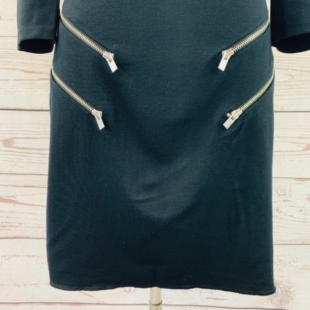 Express Goth Sexy Black Sheath Dress with Punk Silver Zipper Accents, Small - Picture 5 of 12
